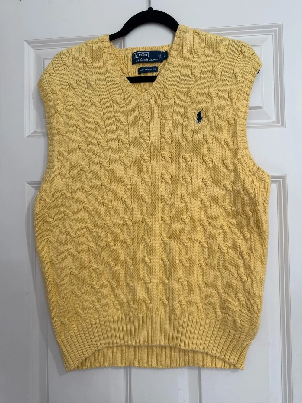 Vintage Polo by Ralph Lauren Men’s Pima cotton Cable-Knit V-Neck Sweater Vest